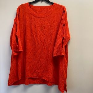 Ali Miles Orange Textured Blouse